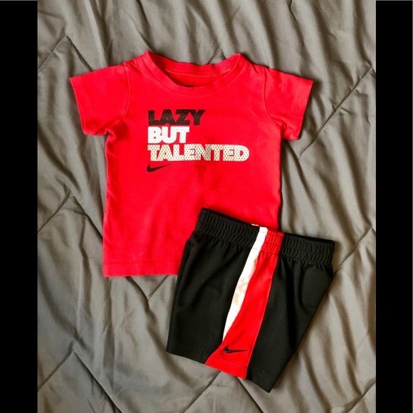 Nike Other - Nike 2pc t-shirt & shorts set red / black 18M